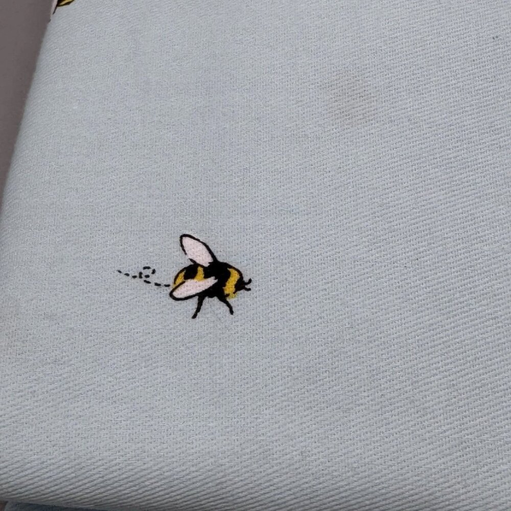 Kate Spade Bumble Bee Fabric Shower Curtain Blue Cotton Blend 72"x72" Summer NEW - Picture 5 of 7